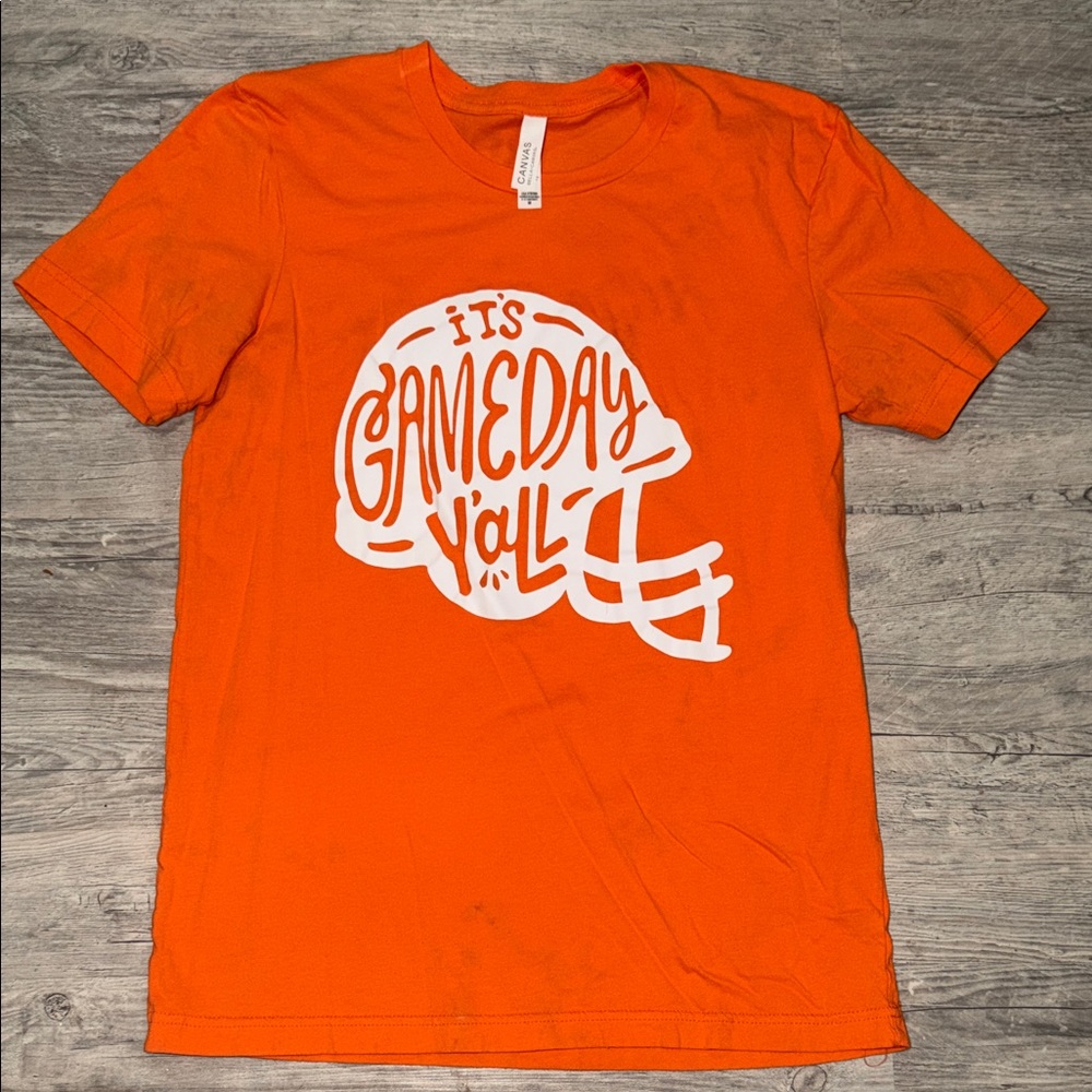 Bella Canvas Vibrant Orange Tee with White Graphic